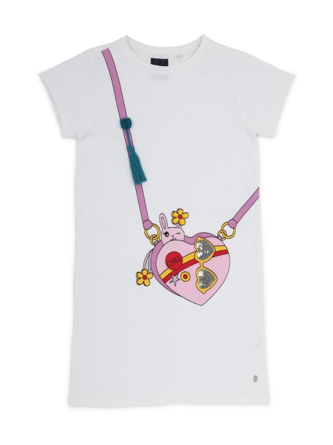 

Allen Solly Junior Girls White Printed T-shirt Dress