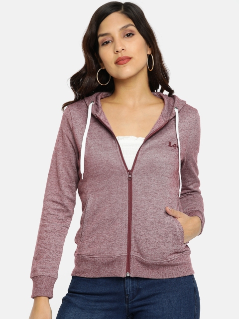 

Lee Women Red Solid Hooded Sweatshirt