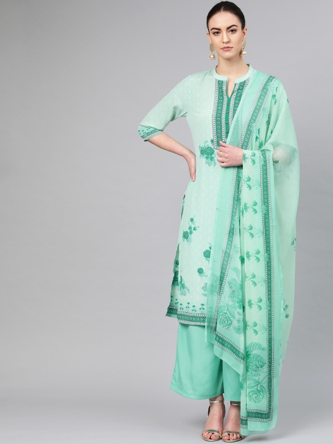 

Shree Women Green Printed Kurta with Palazzos & Dupatta