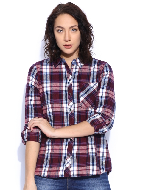 

ONLY Burgundy Checked Casual Shirt
