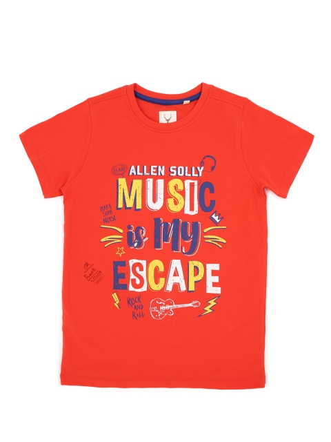 

Allen Solly Junior Boys Orange & Blue Printed Round Neck T-shirt
