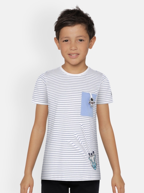 

Allen Solly Junior Boys White & Blue Striped Round Neck T-shirt