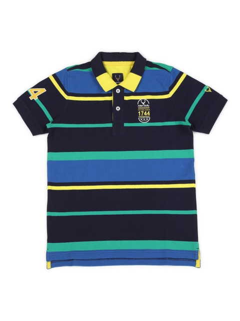 

Allen Solly Junior Boys Navy Blue Striped Polo Collar T-shirt