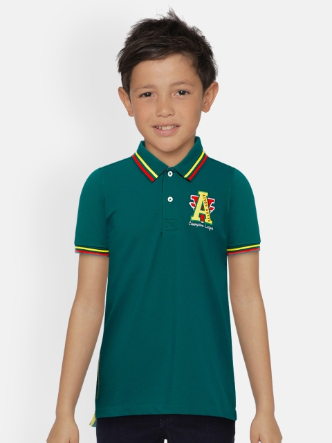

Allen Solly Junior Boys Teal Green Solid Polo Collar T-shirt