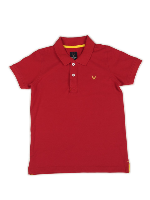 

Allen Solly Junior Boys Red Solid Polo Collar T-shirt