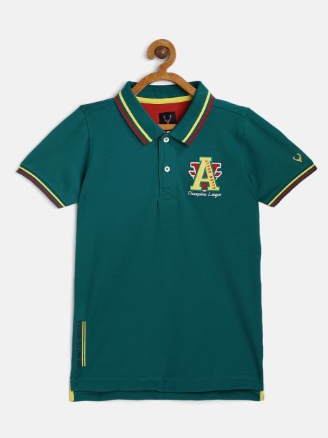 

Allen Solly Junior Boys Teal Green Solid Polo Collar T-shirt