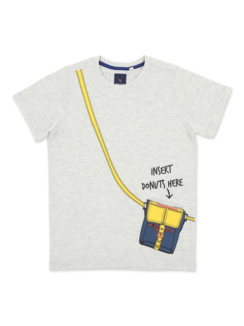 

Allen Solly Junior Boys Grey & Yellow Printed Round Neck T-shirt