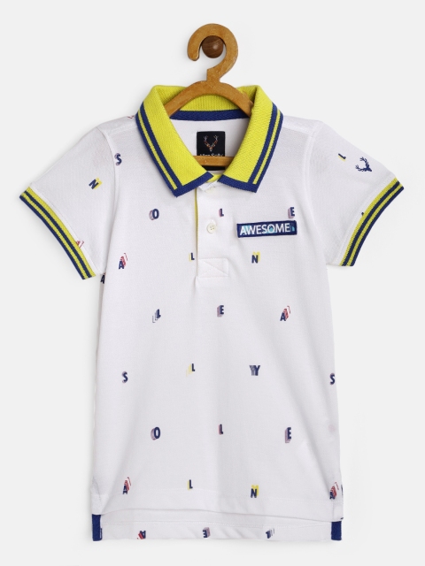 

Allen Solly Junior Boys White Printed Polo Collar T-shirt