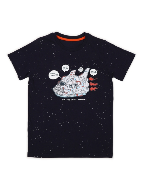

Allen Solly Junior Boys Navy Blue & White Printed Round Neck T-shirt