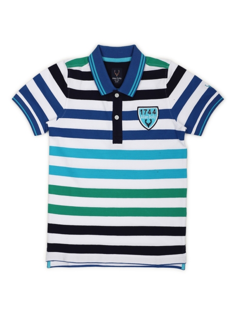 

Allen Solly Junior Boys Blue Striped Polo Collar T-shirt