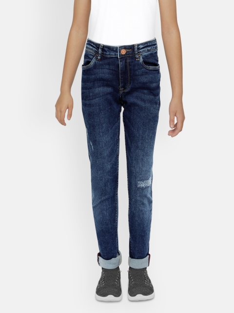 

Allen Solly Junior Boys Blue Skinny Fit Mid-Rise Low Distress Stretchable Jeans