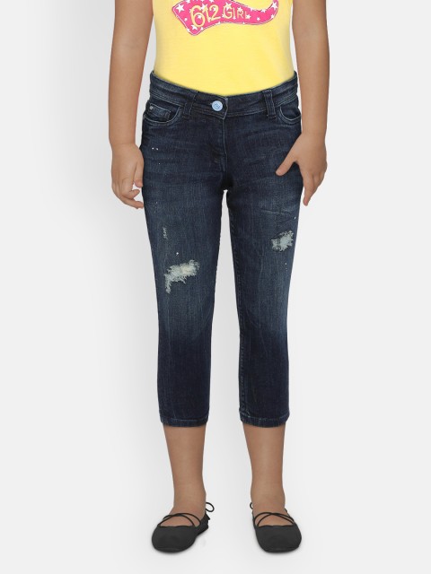 

Allen Solly Junior Girls Blue Regular Fit Mid-Rise Mildly Distressed Stretchable Jeans