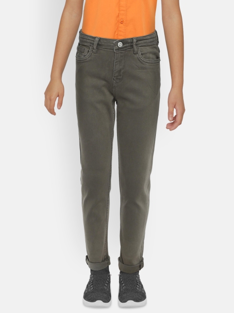 

Allen Solly Junior Boys Olive Green Slim Fit Mid-Rise Clean Look Stretchable Jeans