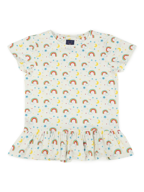 

Allen Solly Junior Girls Off-White & Blue Printed Top