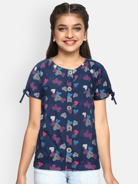 

Allen Solly Junior Girls Navy Blue Printed Blouson Top