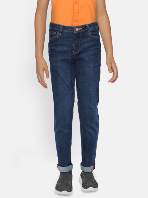 

Allen Solly Junior Boys Navy Blue Slim Fit Mid-Rise Clean Look Stretchable Jeans