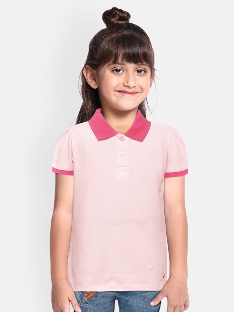 

Allen Solly Junior Girls Pink Solid Polo Collar T-shirt