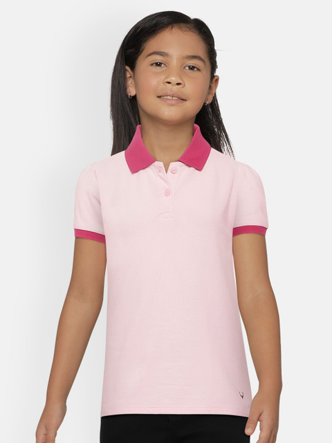 

Allen Solly Junior Girls Pink Solid Polo Collar T-shirt