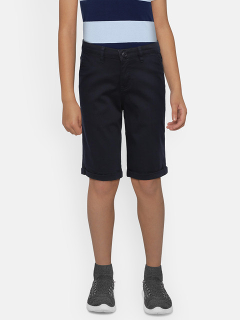 

Allen Solly Junior Boys Navy Blue Solid Regular Fit Chino Shorts