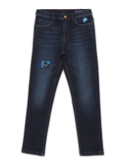 

Allen Solly Junior Boys Navy Blue Regular Fit Mid-Rise Clean Look Stretchable Jeans