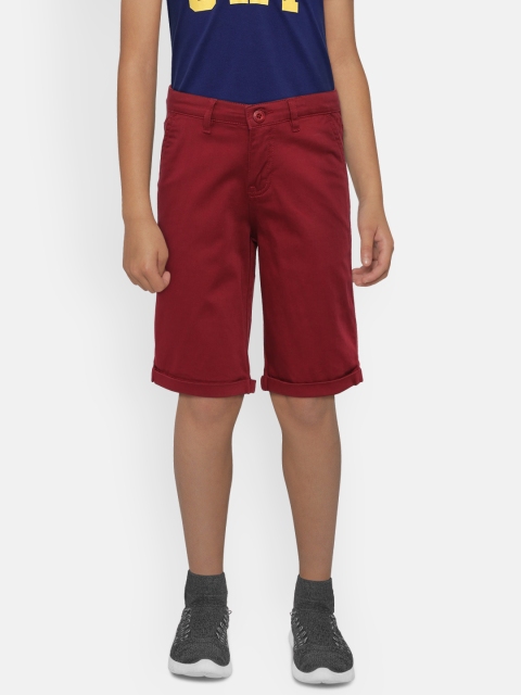 

Allen Solly Junior Boys Maroon Solid Regular Fit Chino Shorts