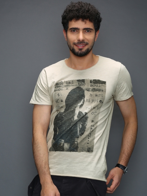

SELECTED Beige Printed T-shirt