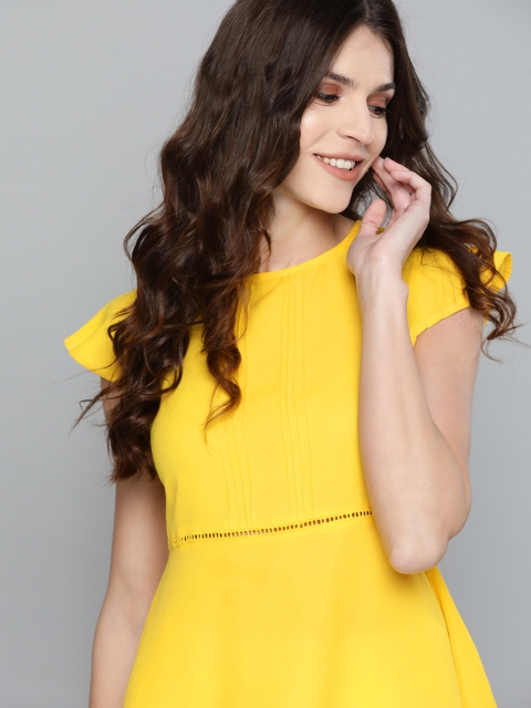 

Mast & Harbour Women Yellow Solid A-Line Top