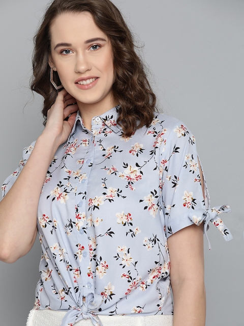 

Mast & Harbour Women Blue & Off-White Regular Fit Printed Casual Shirt
