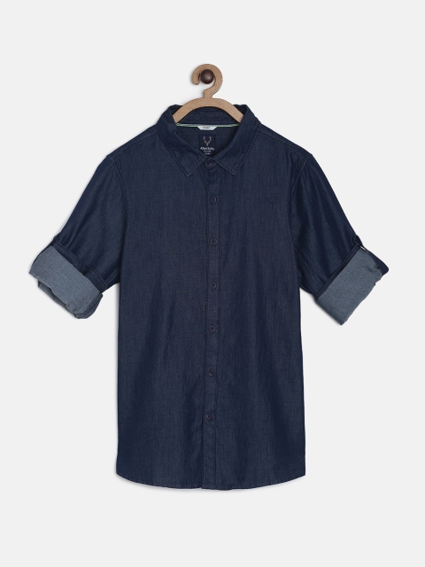 

Allen Solly Junior Boys Navy Blue Regular Fit Solid Chambray Shirt