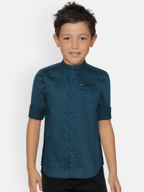 

Allen Solly Junior Boys Teal Blue Regular Fit Printed Casual Shirt