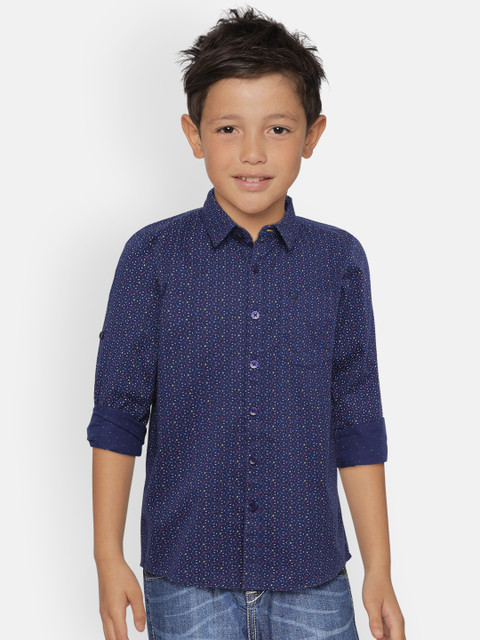 

Allen Solly Junior Boys Blue Regular Fit Printed Casual Shirt
