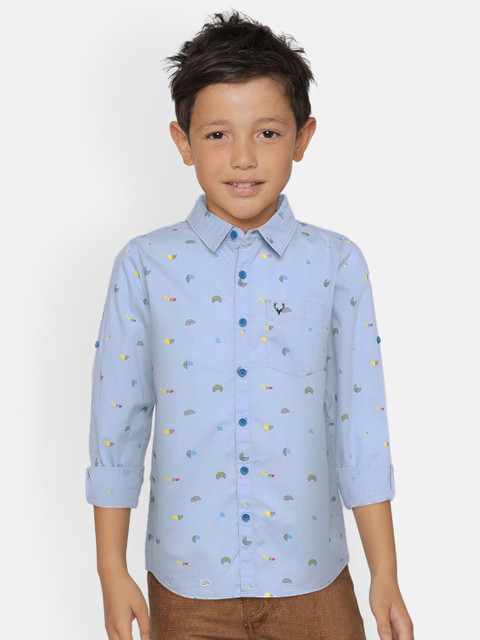 

Allen Solly Junior Boys Blue Regular Fit Printed Casual Shirt