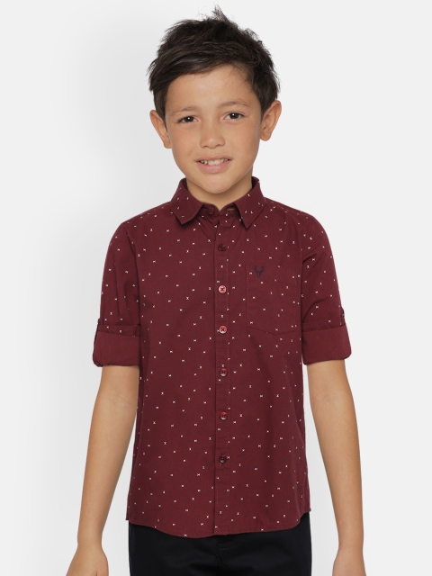 

Allen Solly Junior Boys Maroon Regular Fit Printed Casual Shirt
