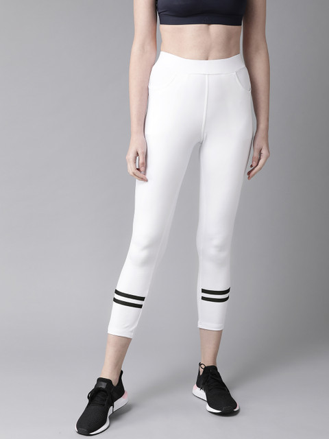

Hubberholme Women White Solid Slim Fit Cropped Tights
