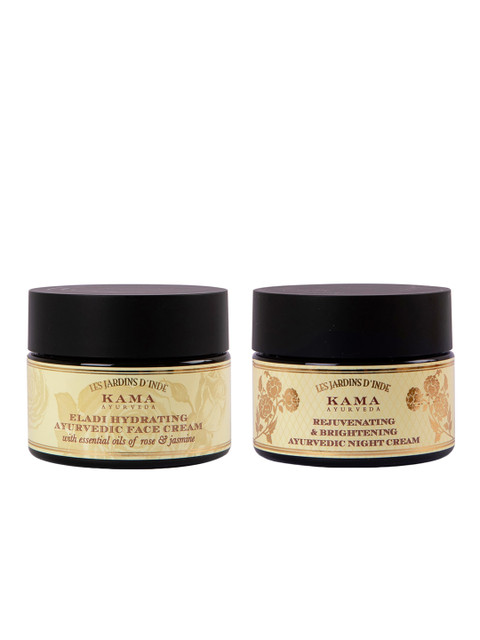 

KAMA AYURVEDA Set of Sustainable Eladi Hydrating Face Cream & Rejuvenating Night Cream, Yellow