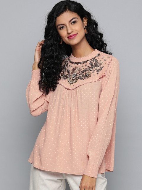 

Label Ritu Kumar Women Pink Printed Top