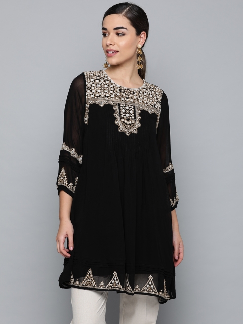 

Label Ritu Kumar Women's Black Solid Tunic