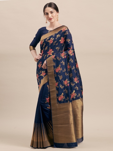 

Shaily Navy Blue Woven Design Saree