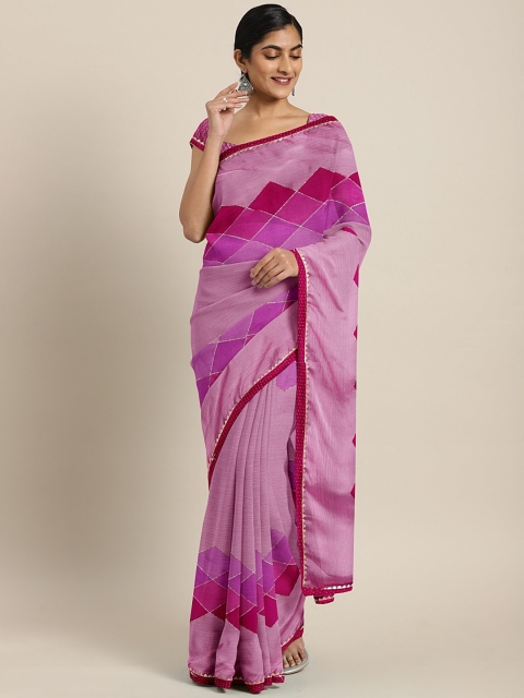 

Triveni Pink & Purple Poly Chiffon Printed Saree