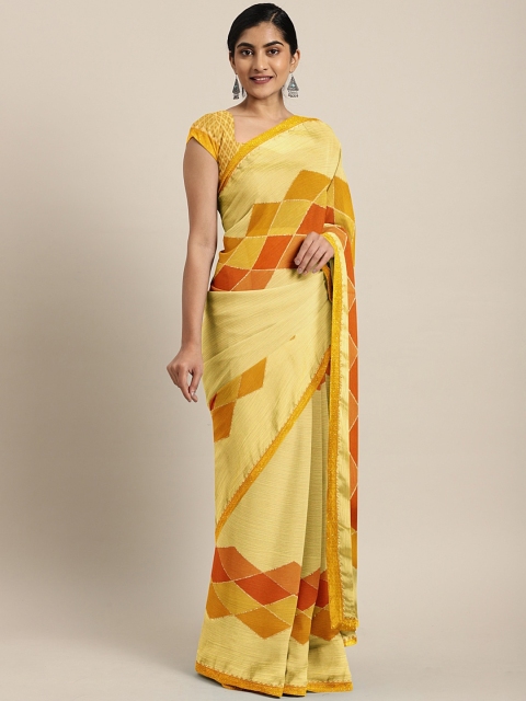 

Triveni Yellow & Orange Poly Chiffon Printed Saree
