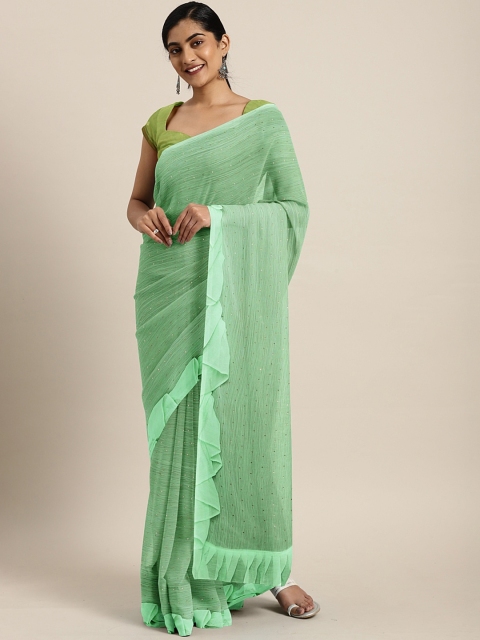 

Triveni Green Embellished Saree