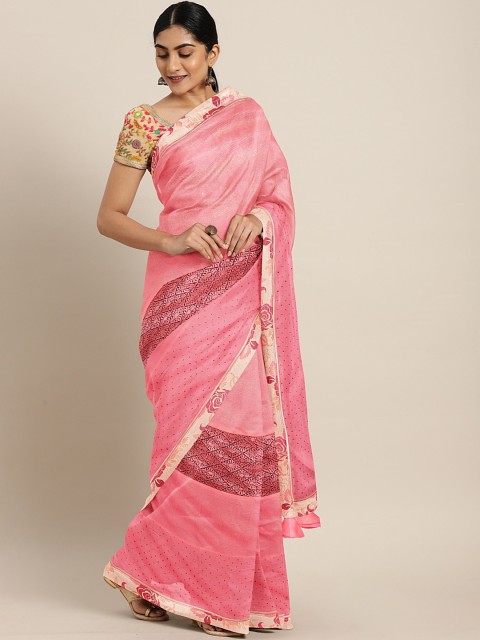 

Triveni Pink Embellished Saree