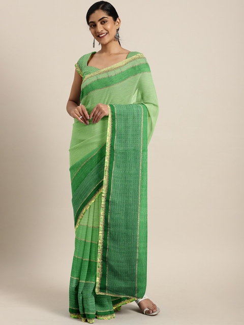 

Triveni Green Poly Chiffon Printed Chanderi Saree