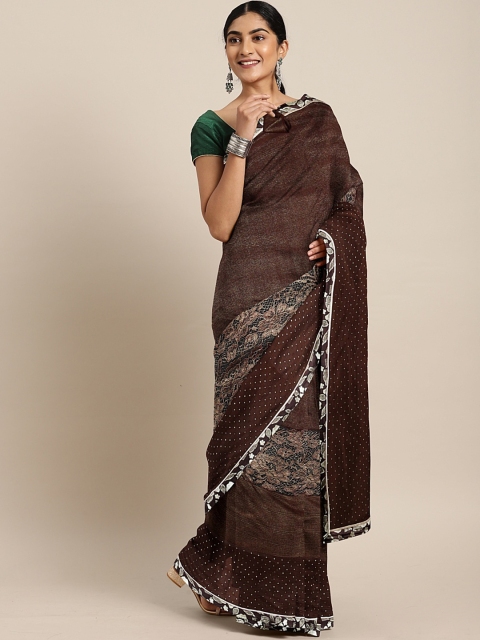 

Triveni Brown Embellished Saree