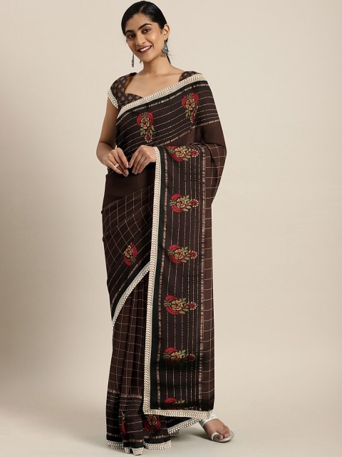 

Triveni Brown & Red Poly Chiffon Printed Saree