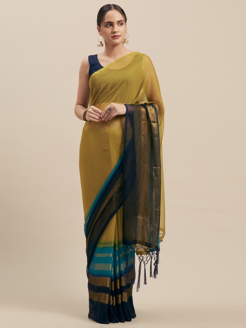 

Nanda Silk Mills Green Pure Chiffon Solid Mysore Silk Saree