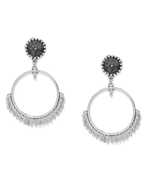 

Fida Oxidized Silver-Toned Circular Drop Earrings
