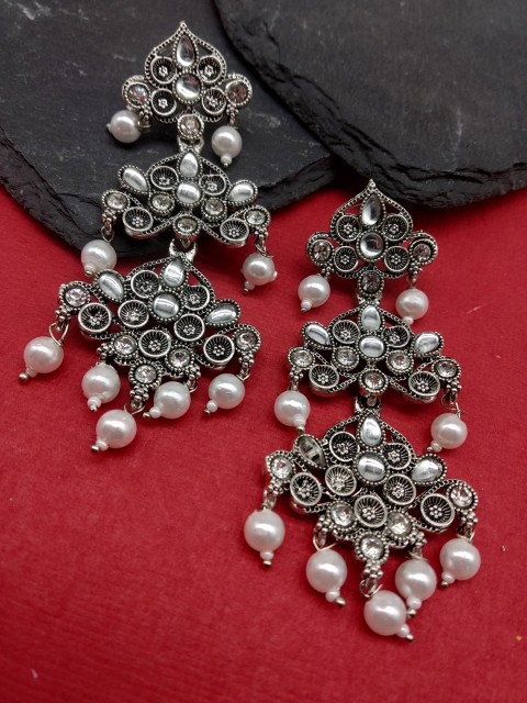 

Fida Oxidized Silver-Toned Classic Drop Earrings