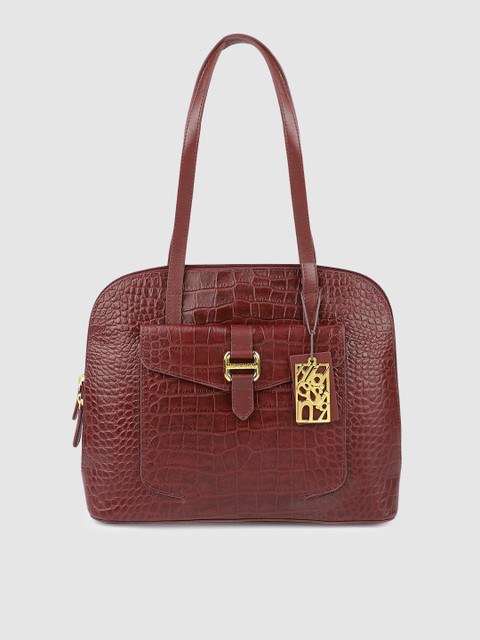 

Hidesign Red Animal Textured Leather Shoulder Bag