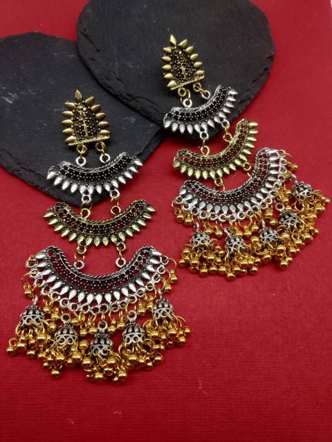 

Fida Oxidized Gold-Toned & Silver-Toned Classic Drop Earrings